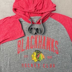 Chicago Blackhawks Fanatics Hoodie Men’s Large Gray Spell Out Logo NHL Y2K